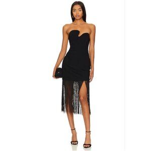 Amanda Uprichard Puzzle Strapless With Fringe Dress - Size XL